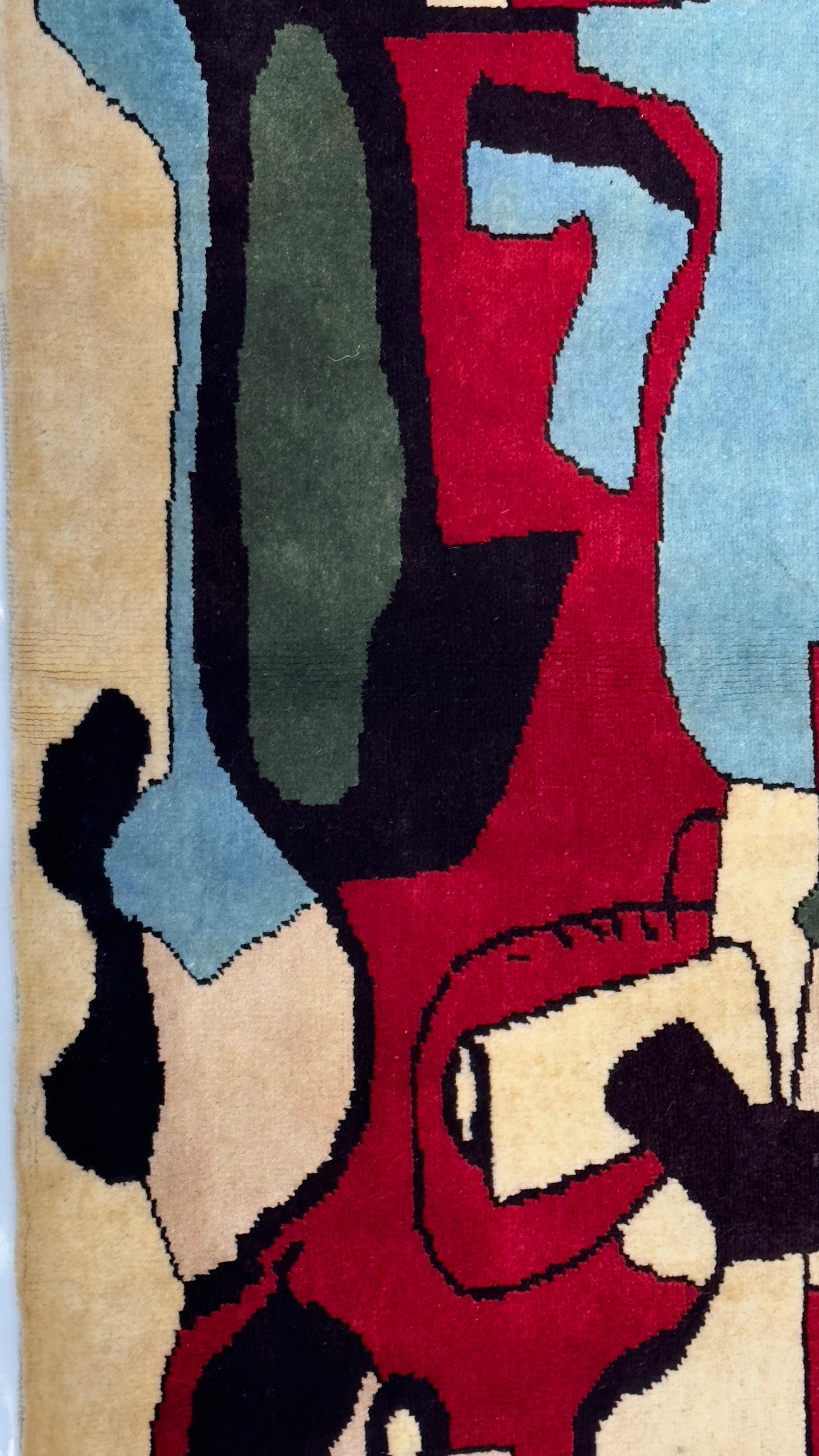 French Mid Century Wool Rug 5'0