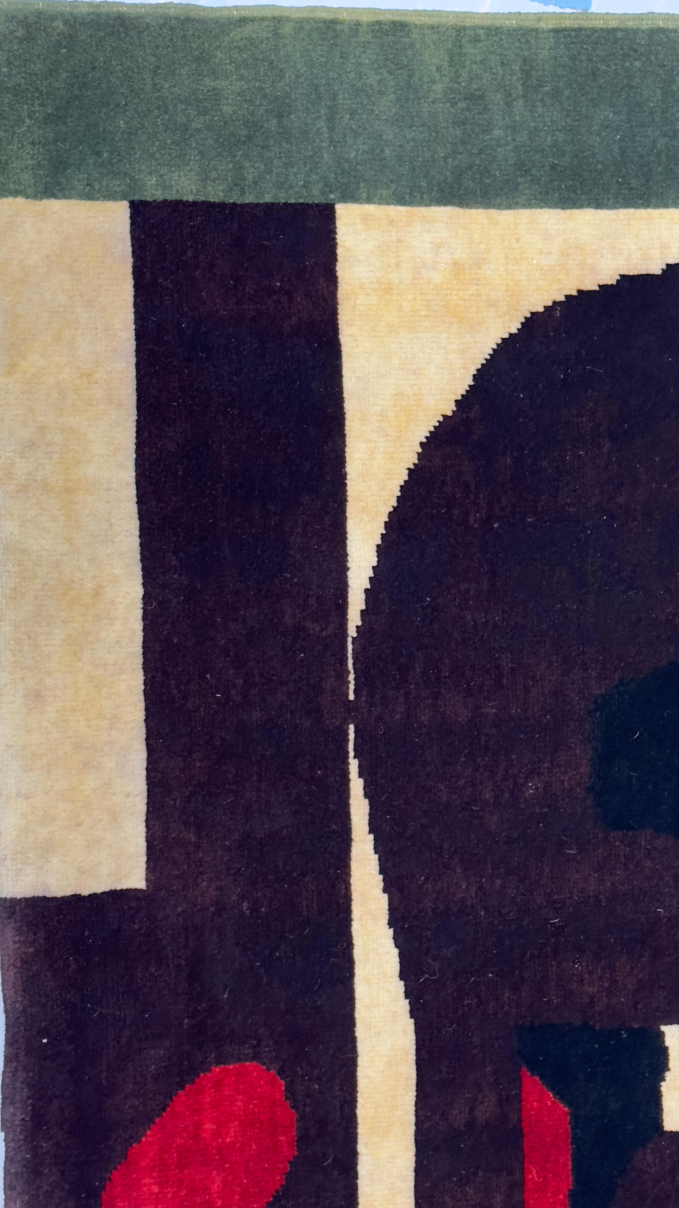 French Mid Century Wool Rug 5'0