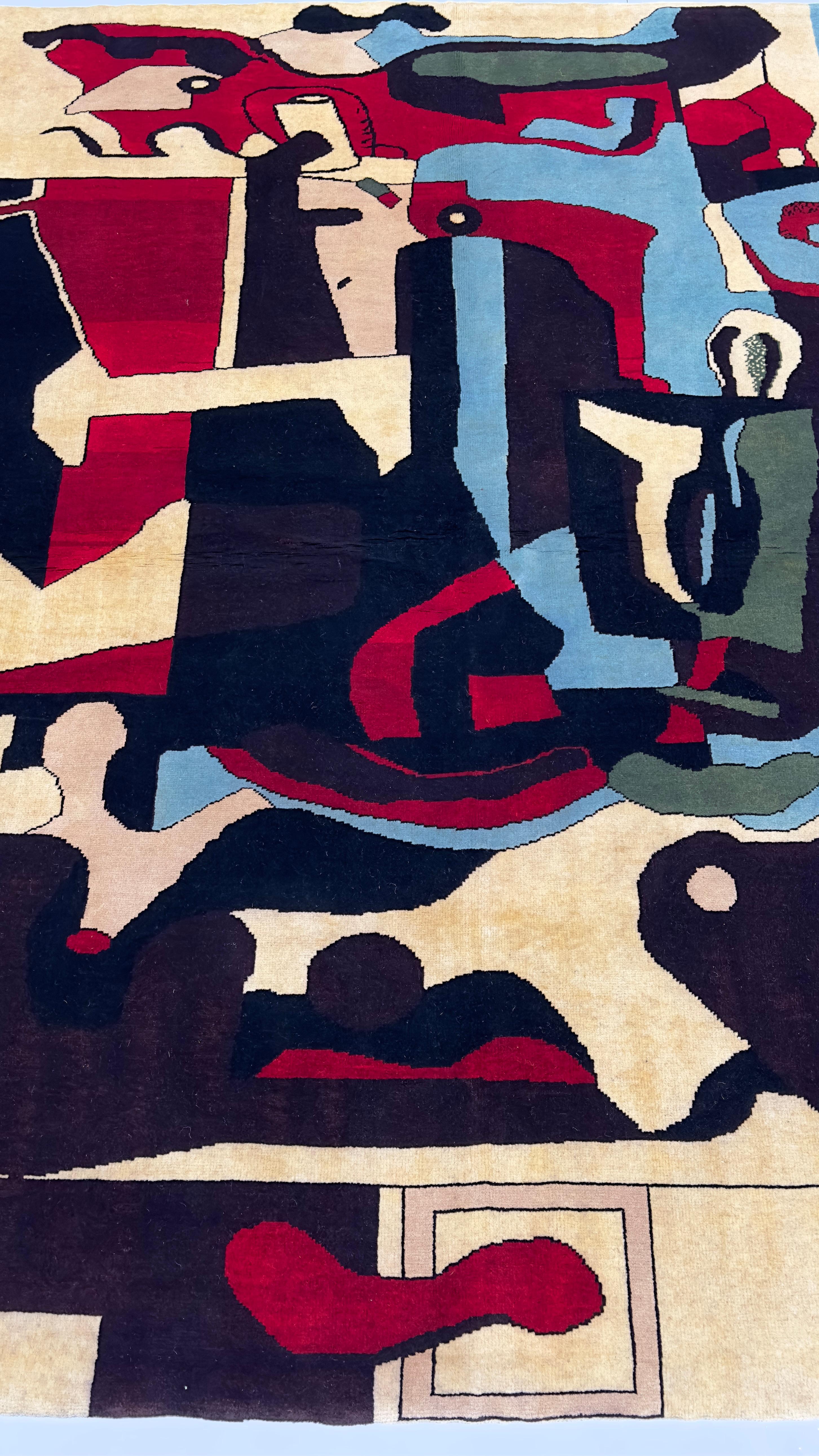 French Mid Century Wool Rug 5'0