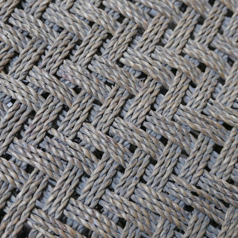 French Midcentury Woven Cord Wooden Stool or Side Table at 1stDibs