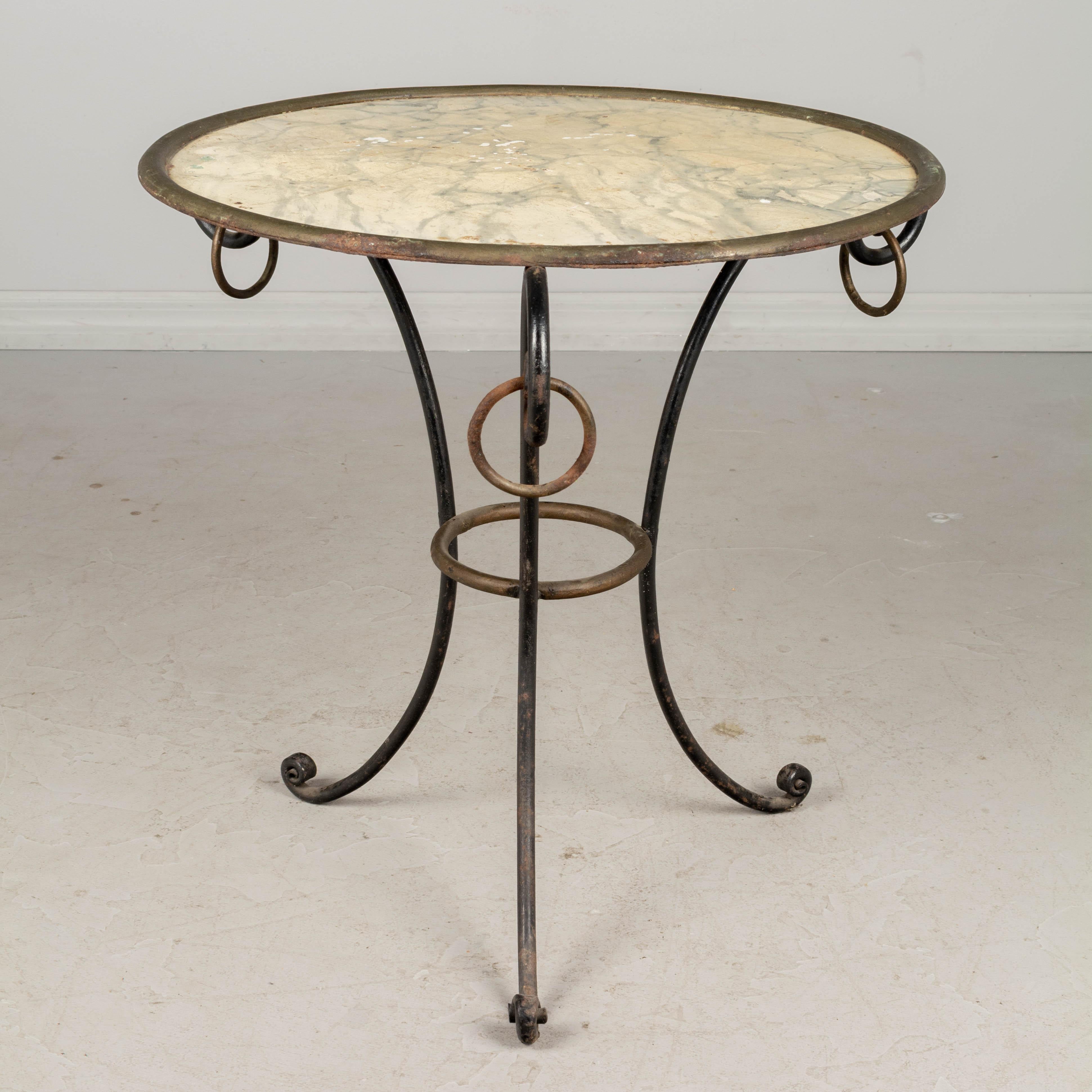 French Mid Century Wrought Iron Side Table In Good Condition For Sale In Winter Park, FL