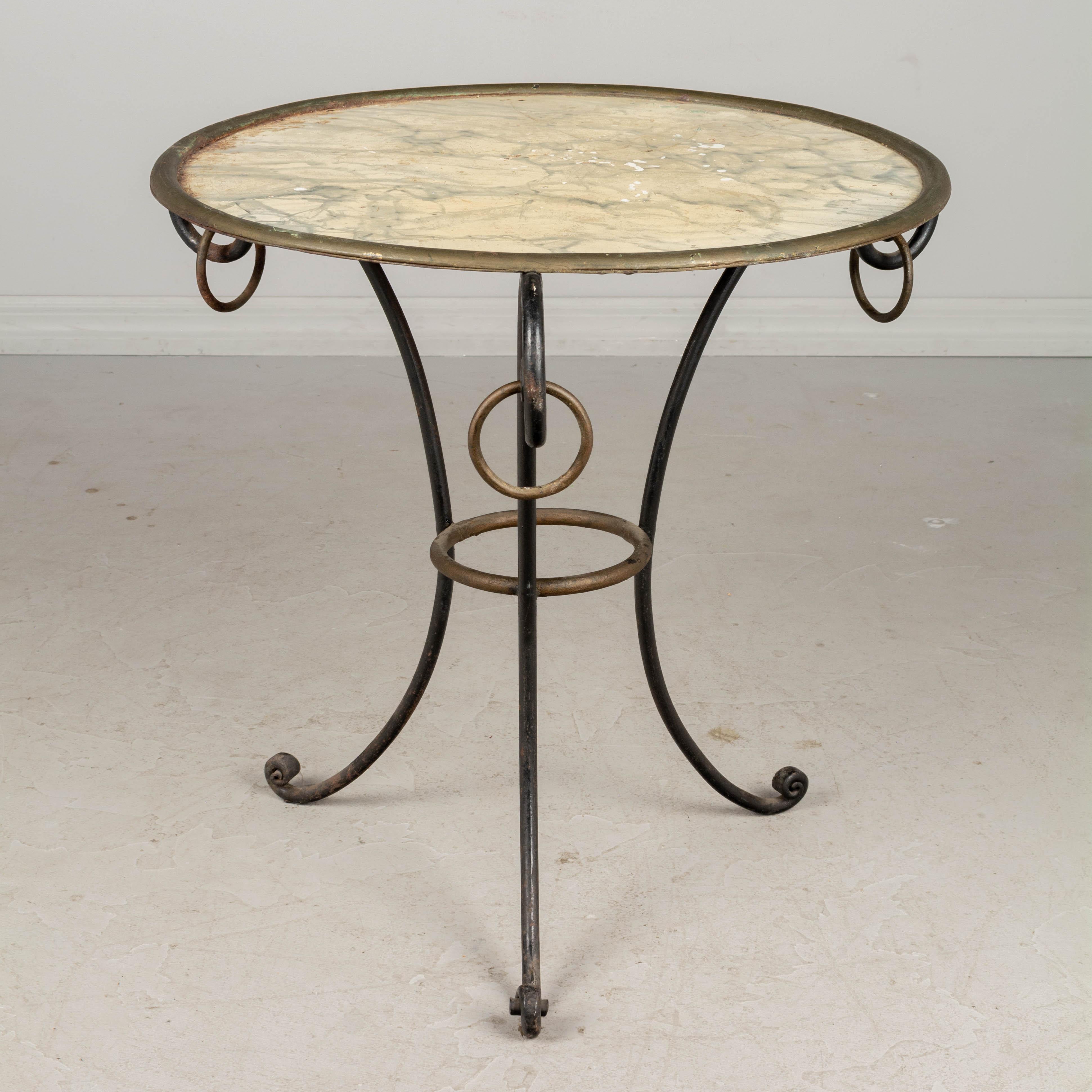 20th Century French Mid Century Wrought Iron Side Table For Sale
