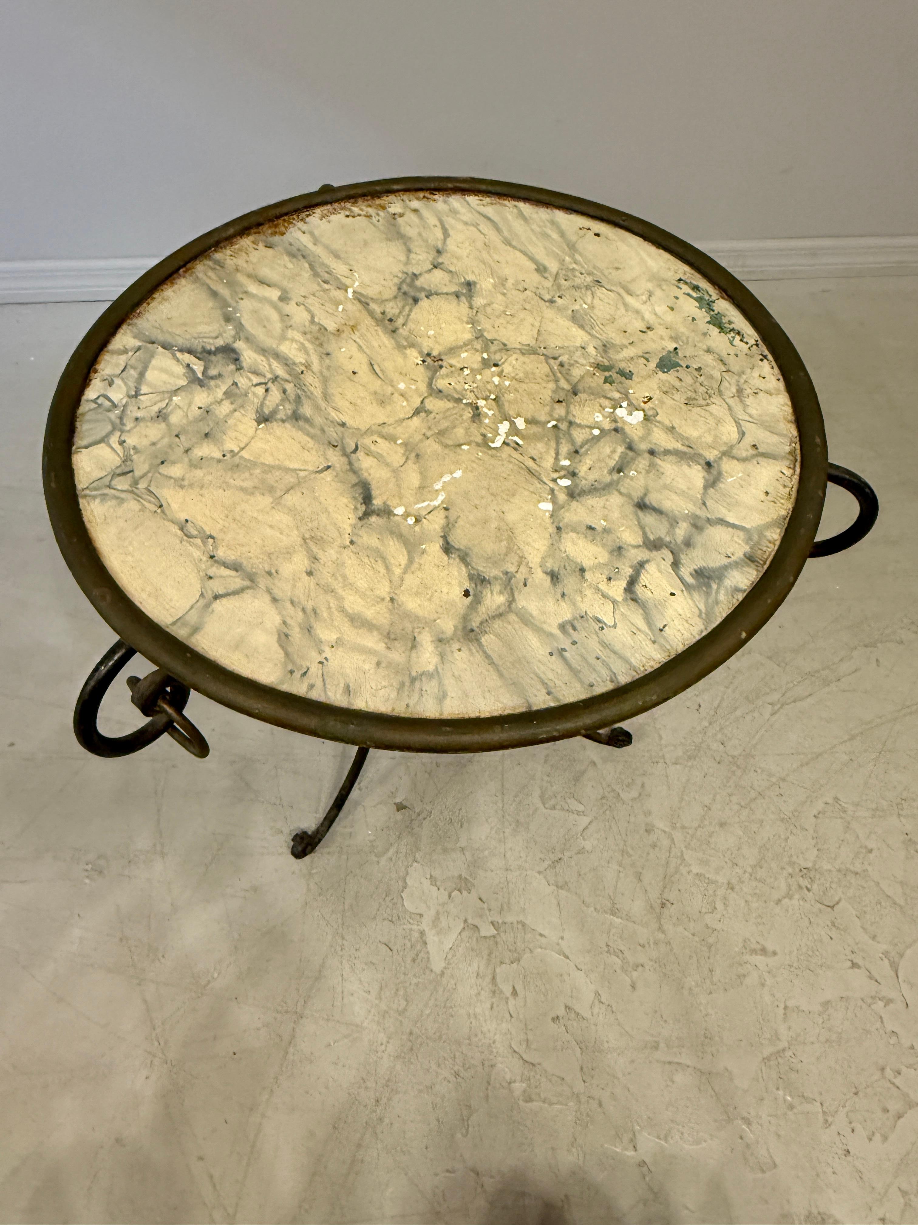 Französisch Mid Century Schmiedeeisen Beistelltisch 3