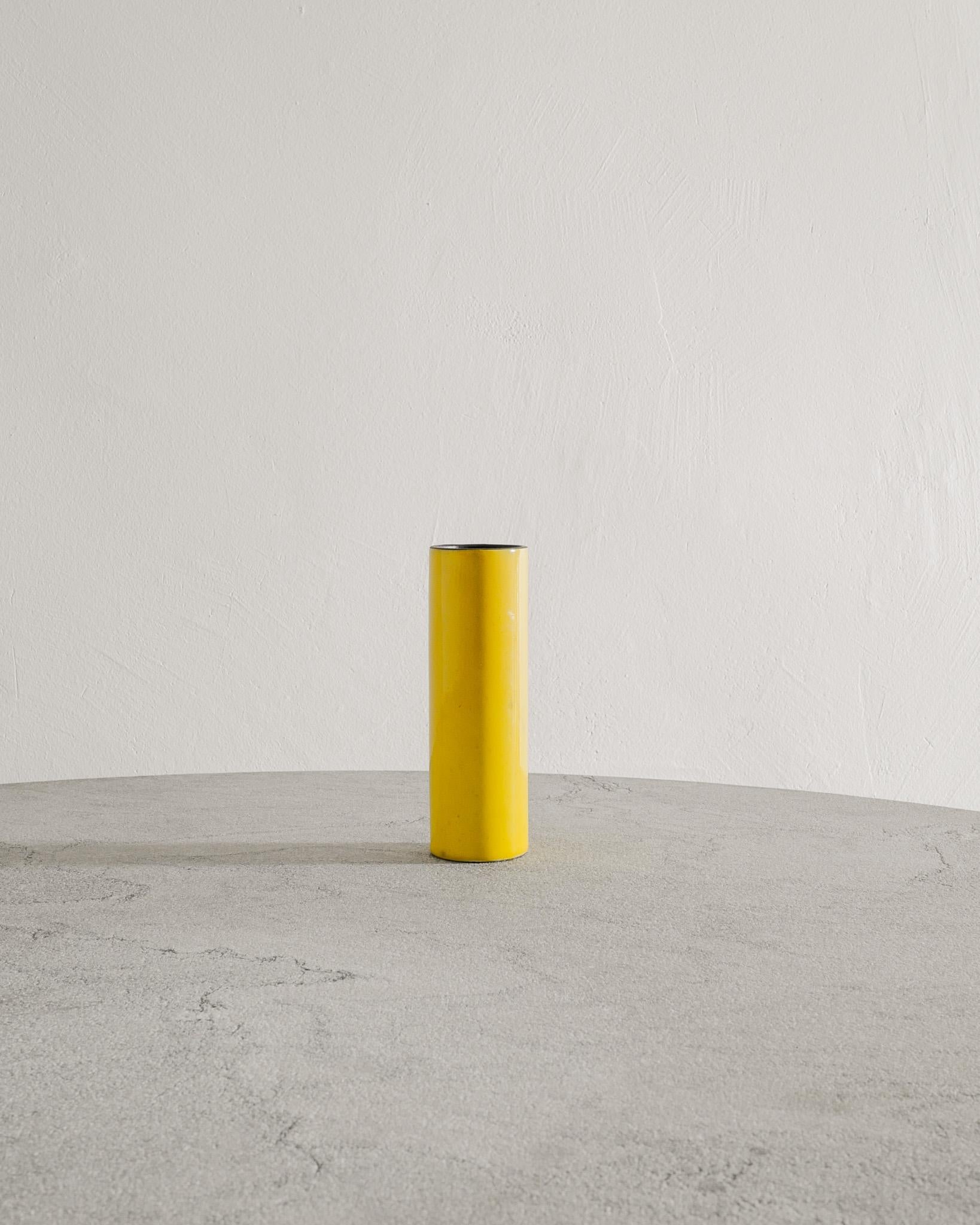 Mid-Century Modern French Mid Century Yellow Cylinder Vase by Georges Jouve for Steph Simon, 1950s For Sale