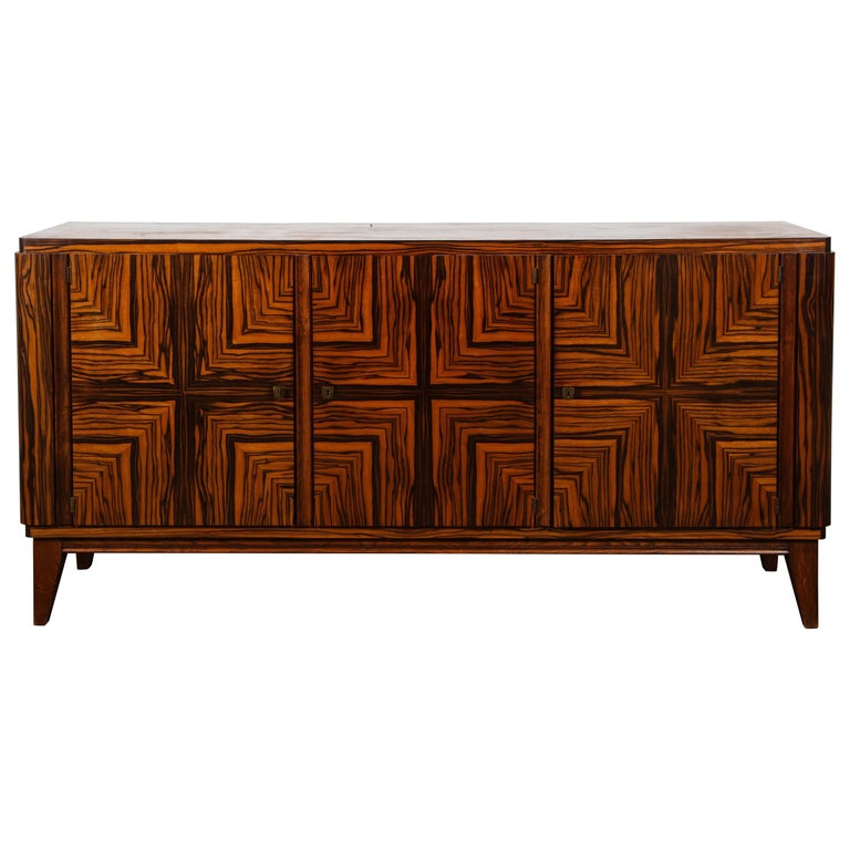 French Midcentury Zebra Wood Buffet Sideboard, 1950s at 1stDibs zebra