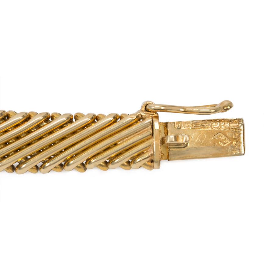 Französische Golddraht-Twist-Halskette mit Diamant-Akzenten, Mitte des 20. Jahrhunderts (Brillantschliff) im Angebot