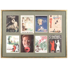 French Midcentury Advertising Posters in Wooden Frame, 1960s