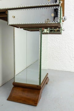 French Midcentury All Mirrored Dressing Table Vanity Unit Three Panel Mirror