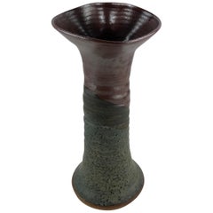 French Midcentury Art Brut Earthenware Vase, Signed
