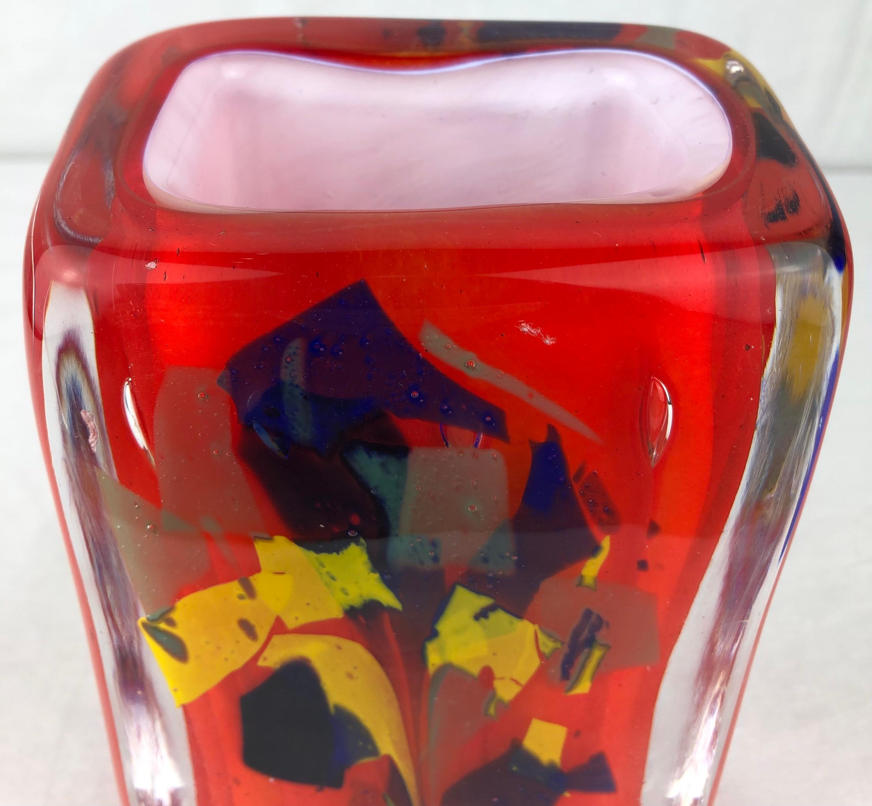 French Midcentury Art Glass Vase by Raymond Branly For Sale 2