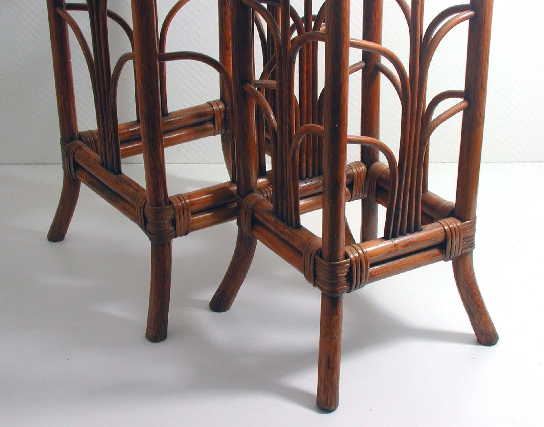 French Midcentury Art Nouveau Style Bamboo Nesting Tables Side End Tables, 1950s 6