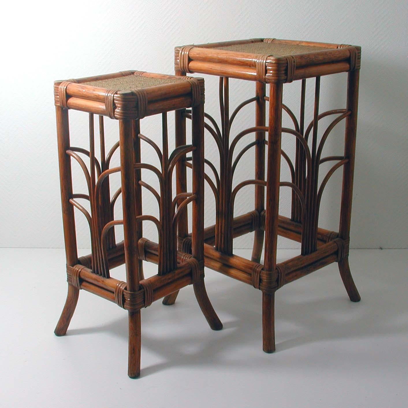 French Midcentury Art Nouveau Style Bamboo Nesting Tables Side End Tables, 1950s 12