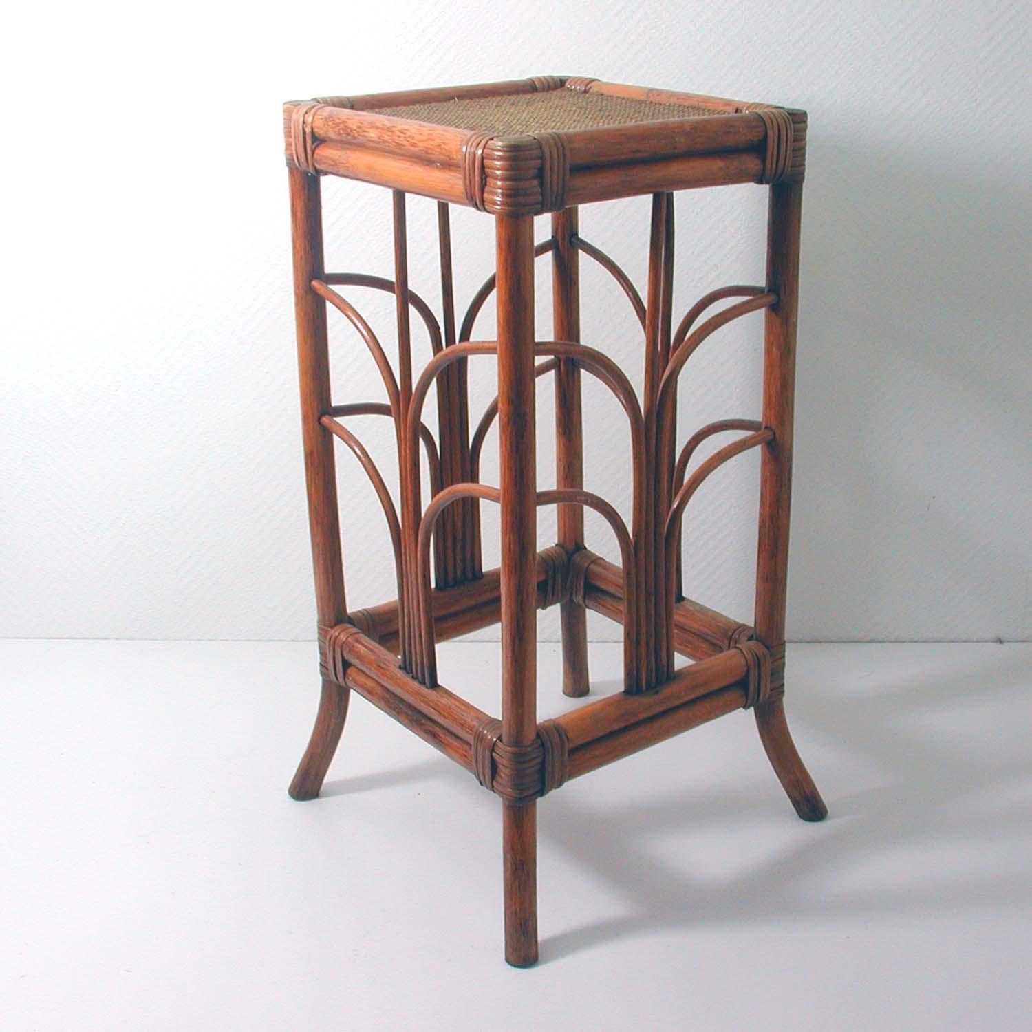 Mid-20th Century French Midcentury Art Nouveau Style Bamboo Nesting Tables Side End Tables, 1950s
