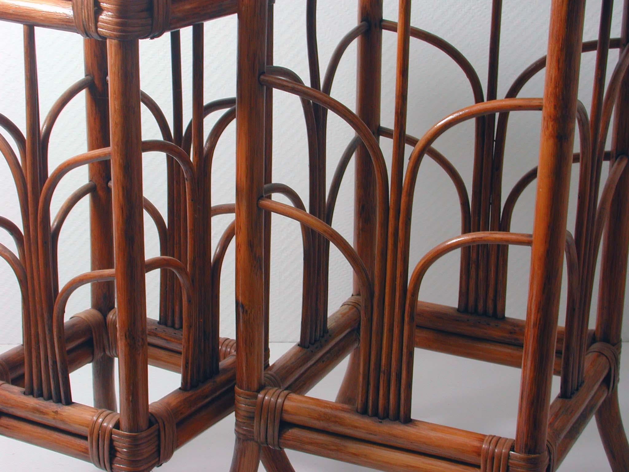 French Midcentury Art Nouveau Style Bamboo Nesting Tables Side End Tables, 1950s 4