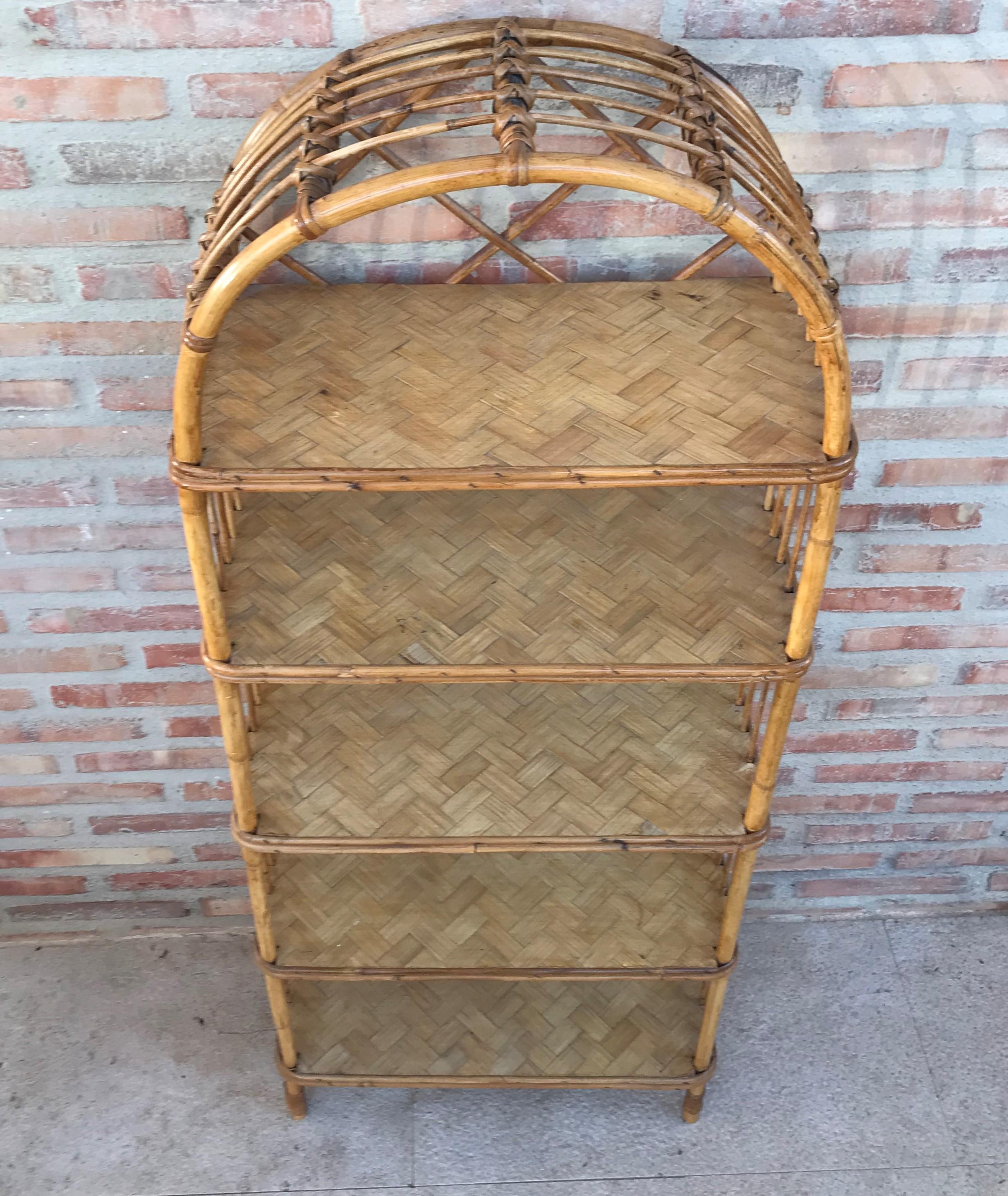 Mid-Century Modern French Midcentury Bamboo Étagère with Five Bamboo Shelves For Sale