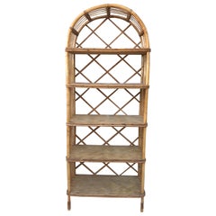French Midcentury Bamboo Étagère with Five Bamboo Shelves