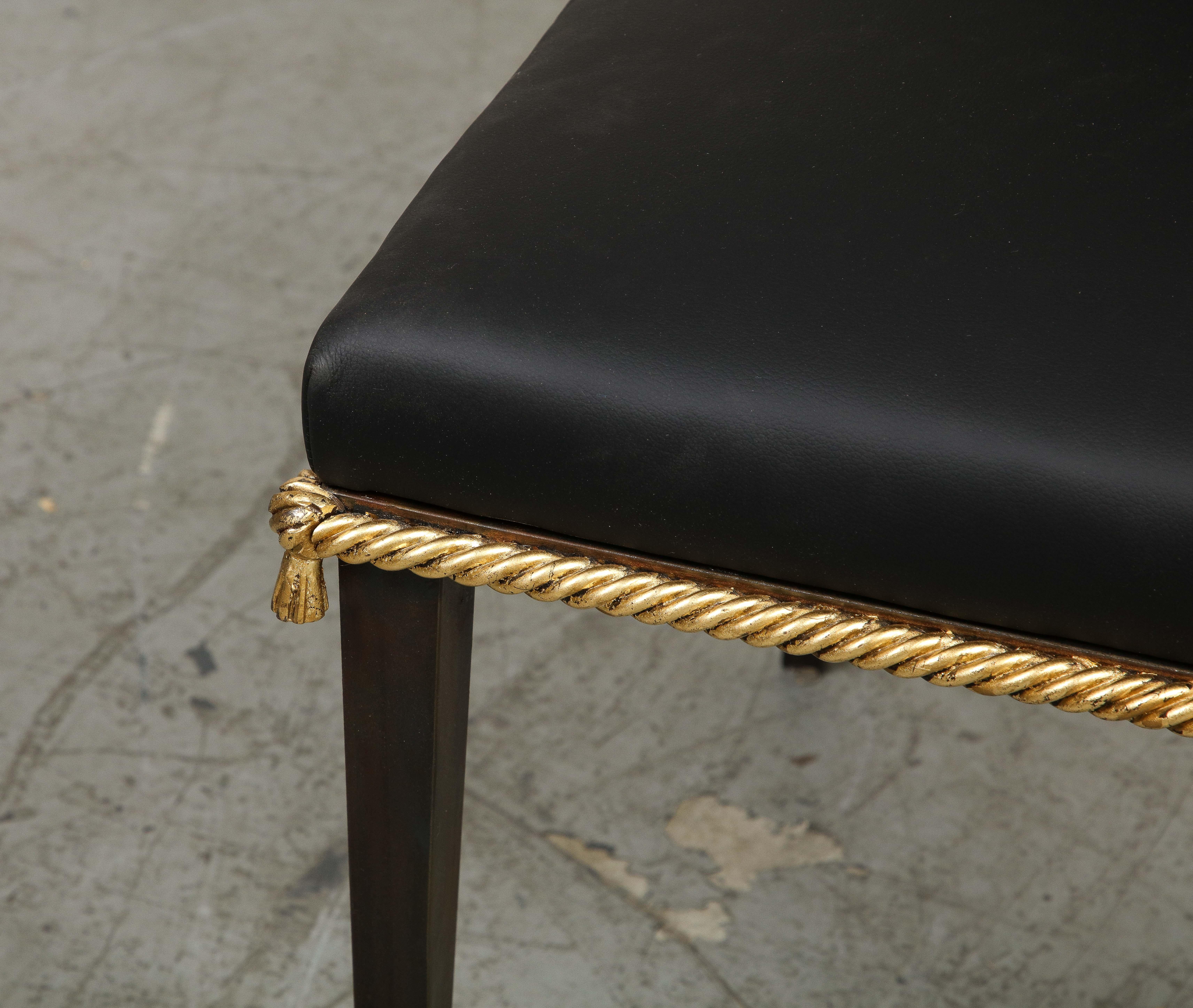 French Midcentury Blackened Iron & Gilt Dining Chairs, Set of 6 For Sale 9