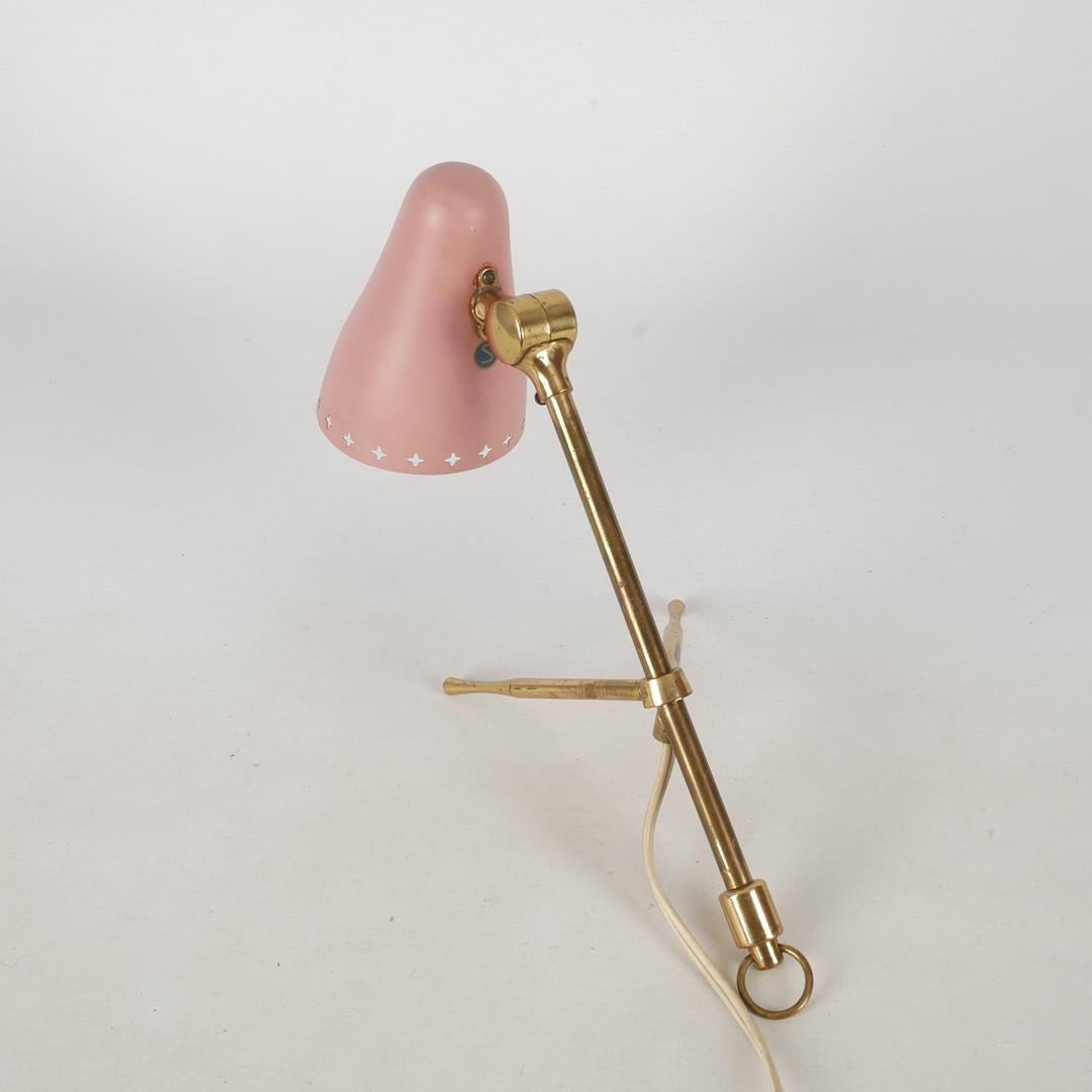 French midcentury Boris Lacroix Petite pink table lamp, 1950's  In Good Condition In Uccle, BE