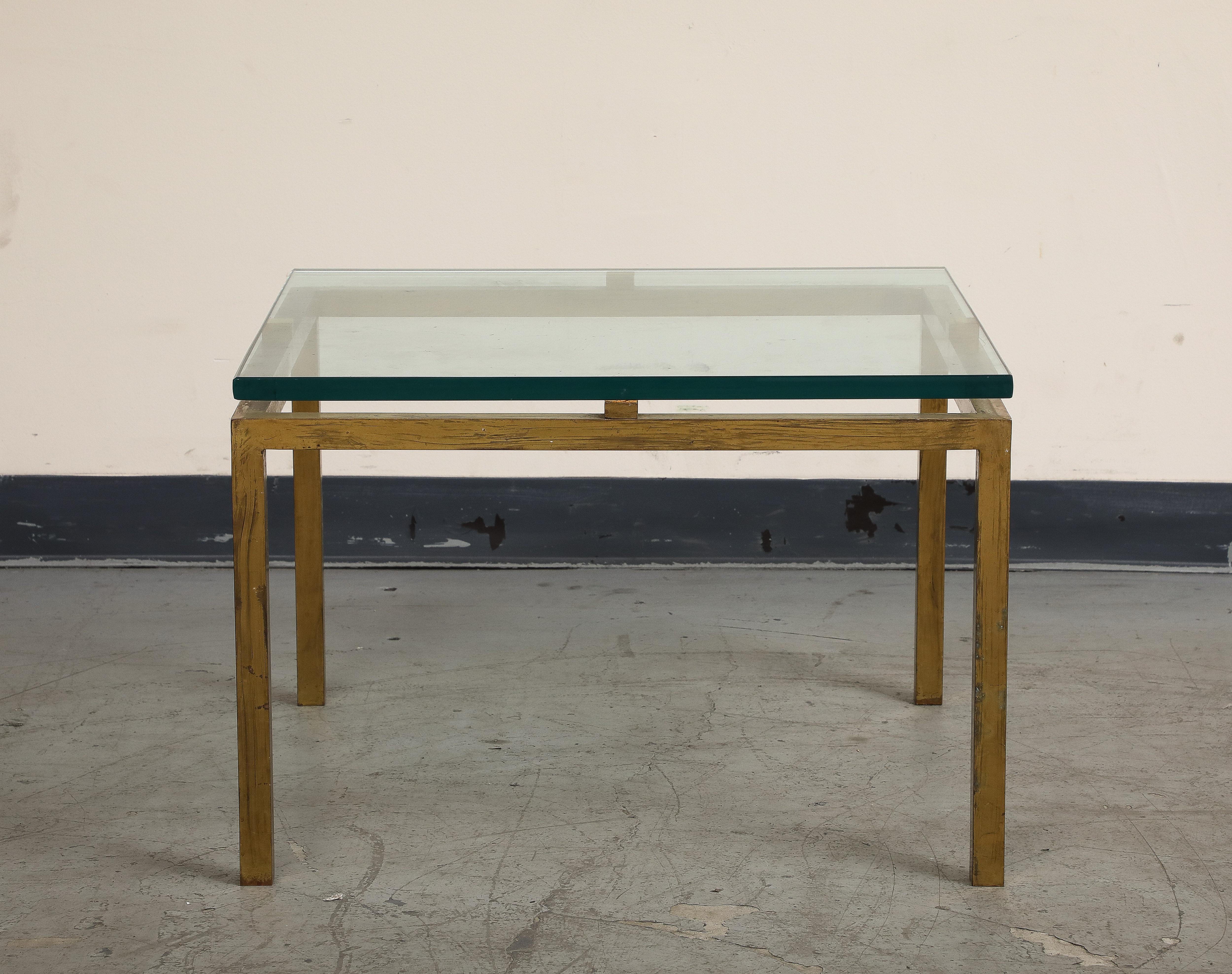 French Midcentury Brass and Glass Side Table, 1970s For Sale 5