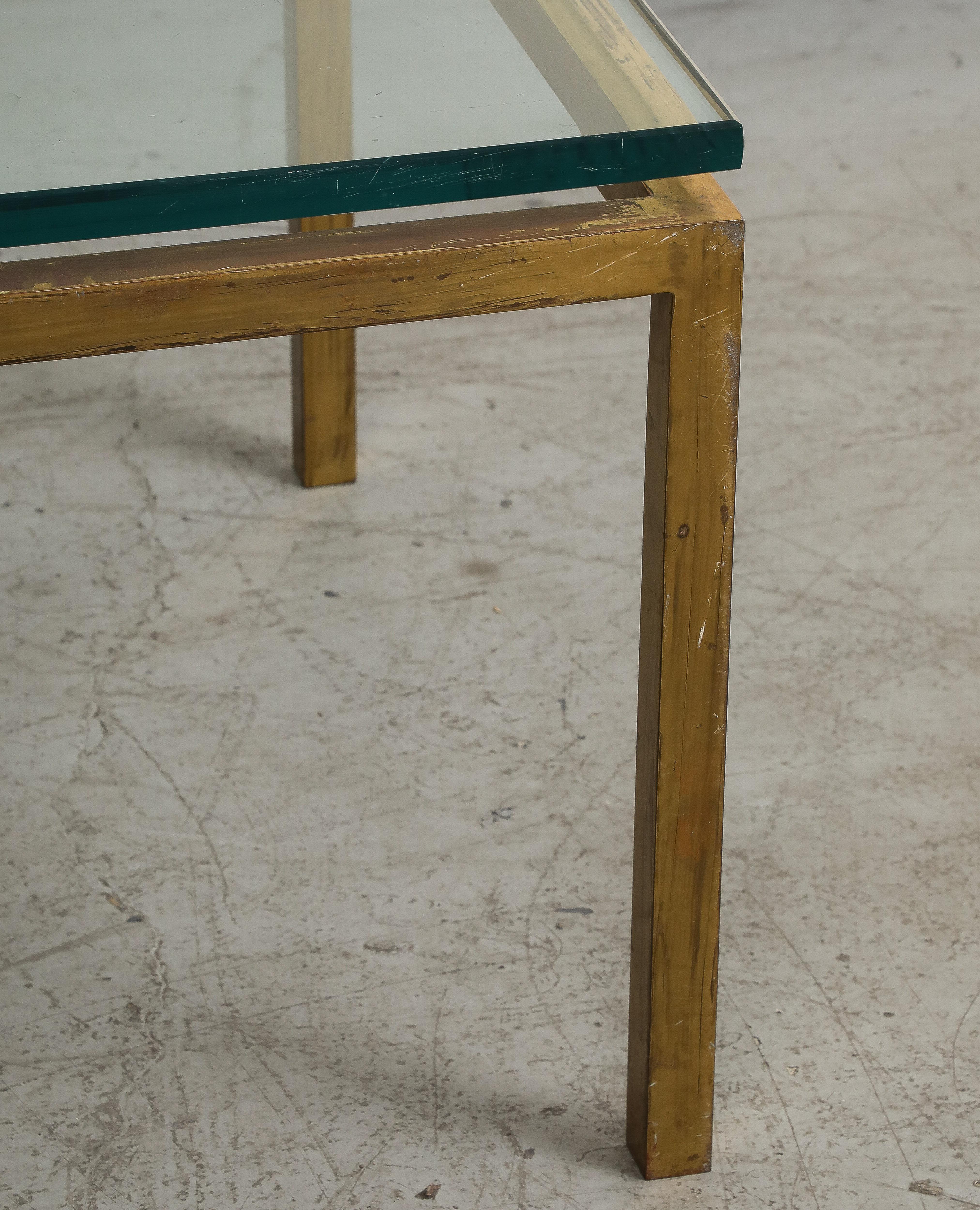 French Midcentury Brass and Glass Side Table, 1970s For Sale 7