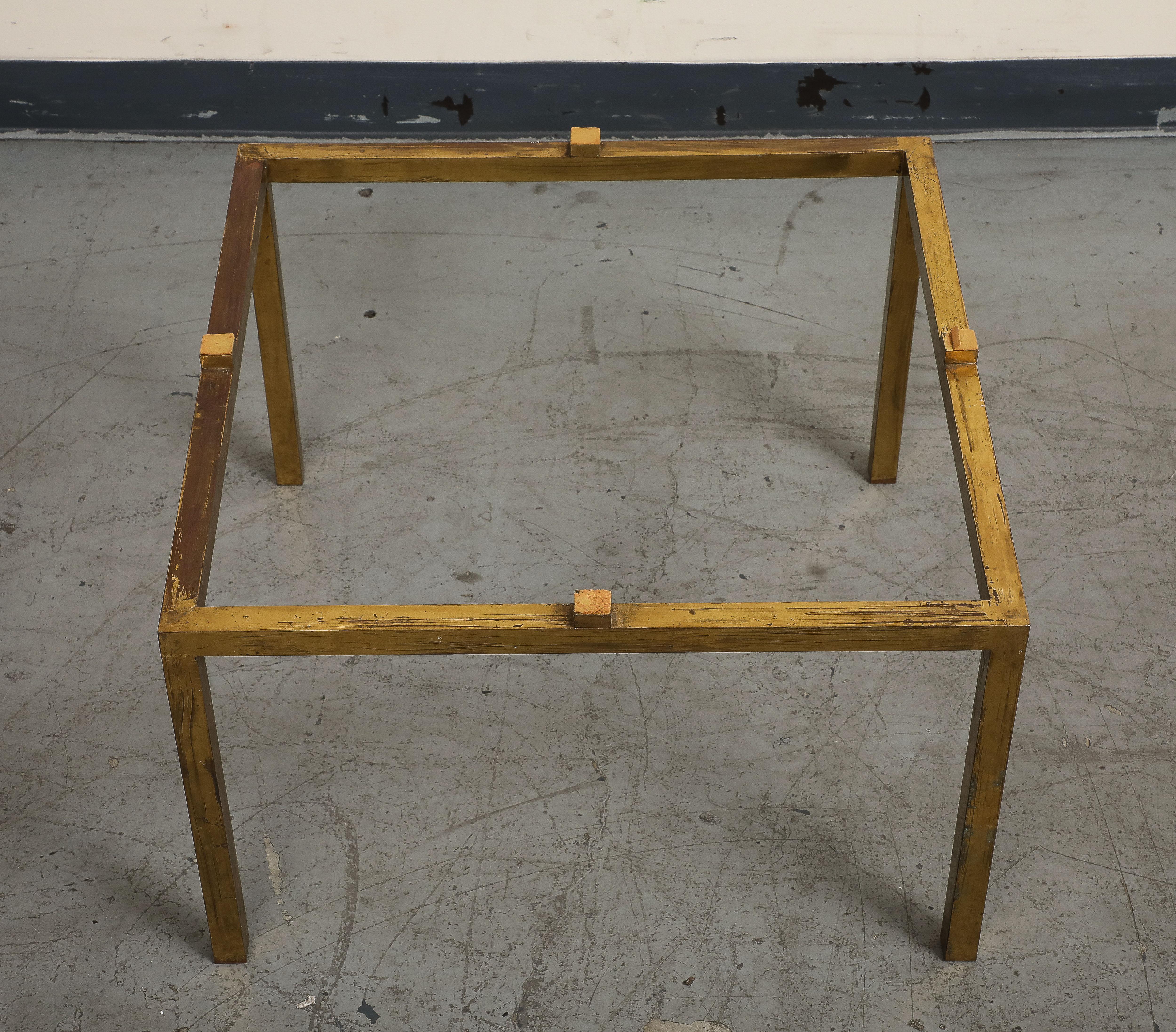 French Midcentury Brass and Glass Side Table, 1970s For Sale 9