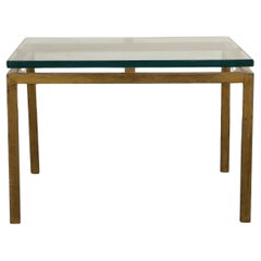 Retro French Midcentury Brass and Glass Side Table, 1970s