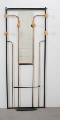 French Midcentury Brass and Metal Hall Tree