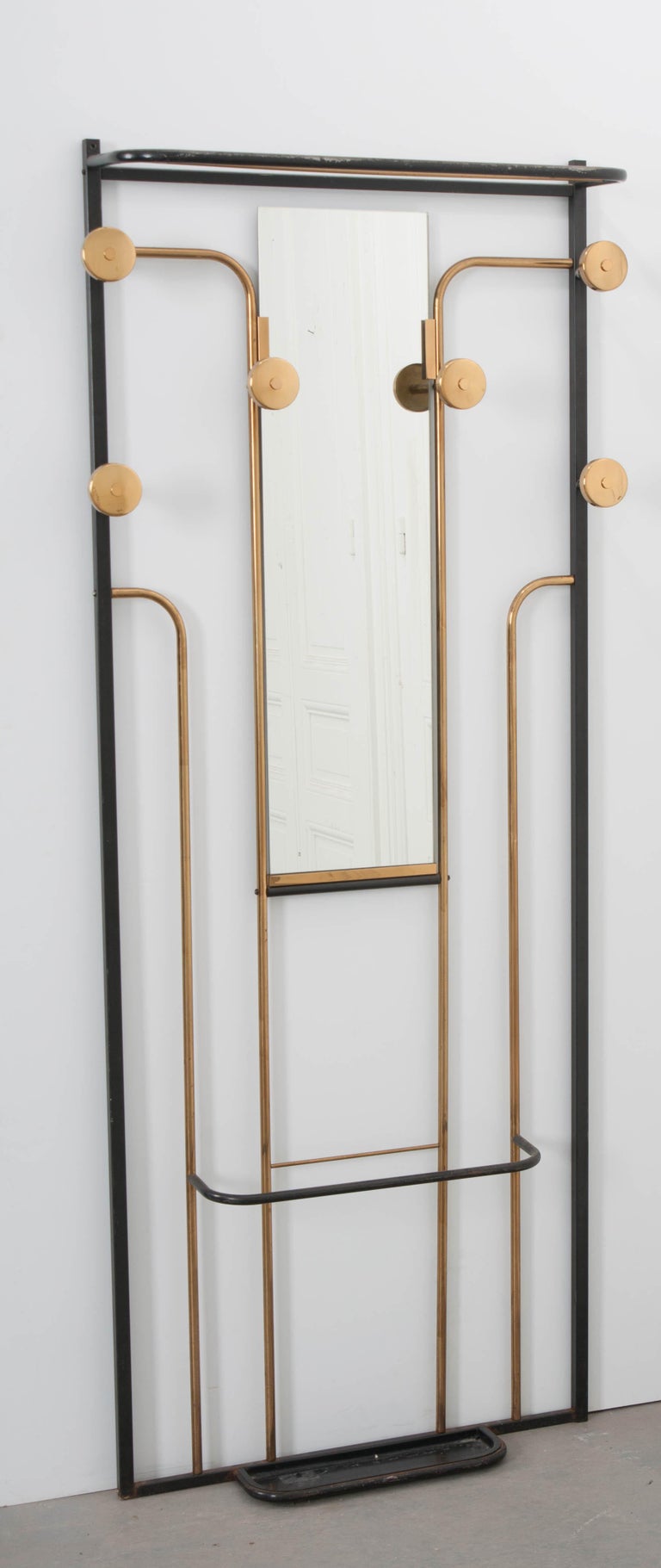 French Midcentury Brass and Metal Hall Tree at 1stDibs