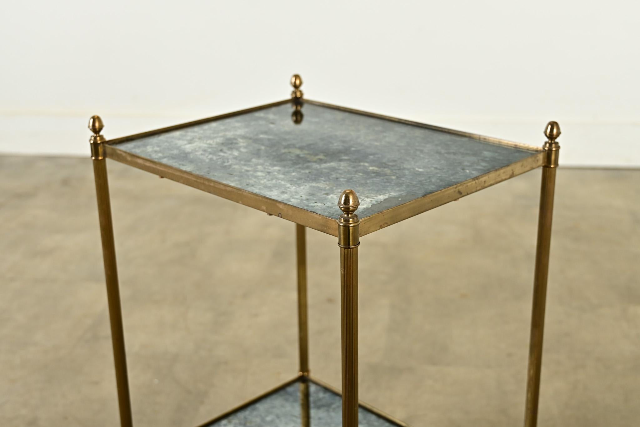 Französisch Midcentury Messing & Antique Mirror Beistelltisch 6