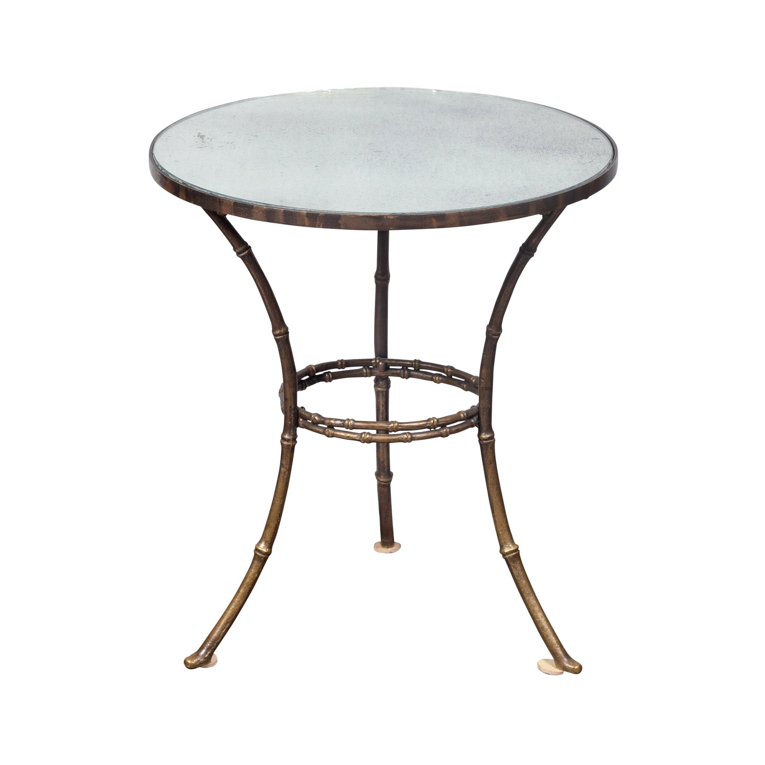 Vintage Italian Midcentury Steel and Brass Side Table with Veined