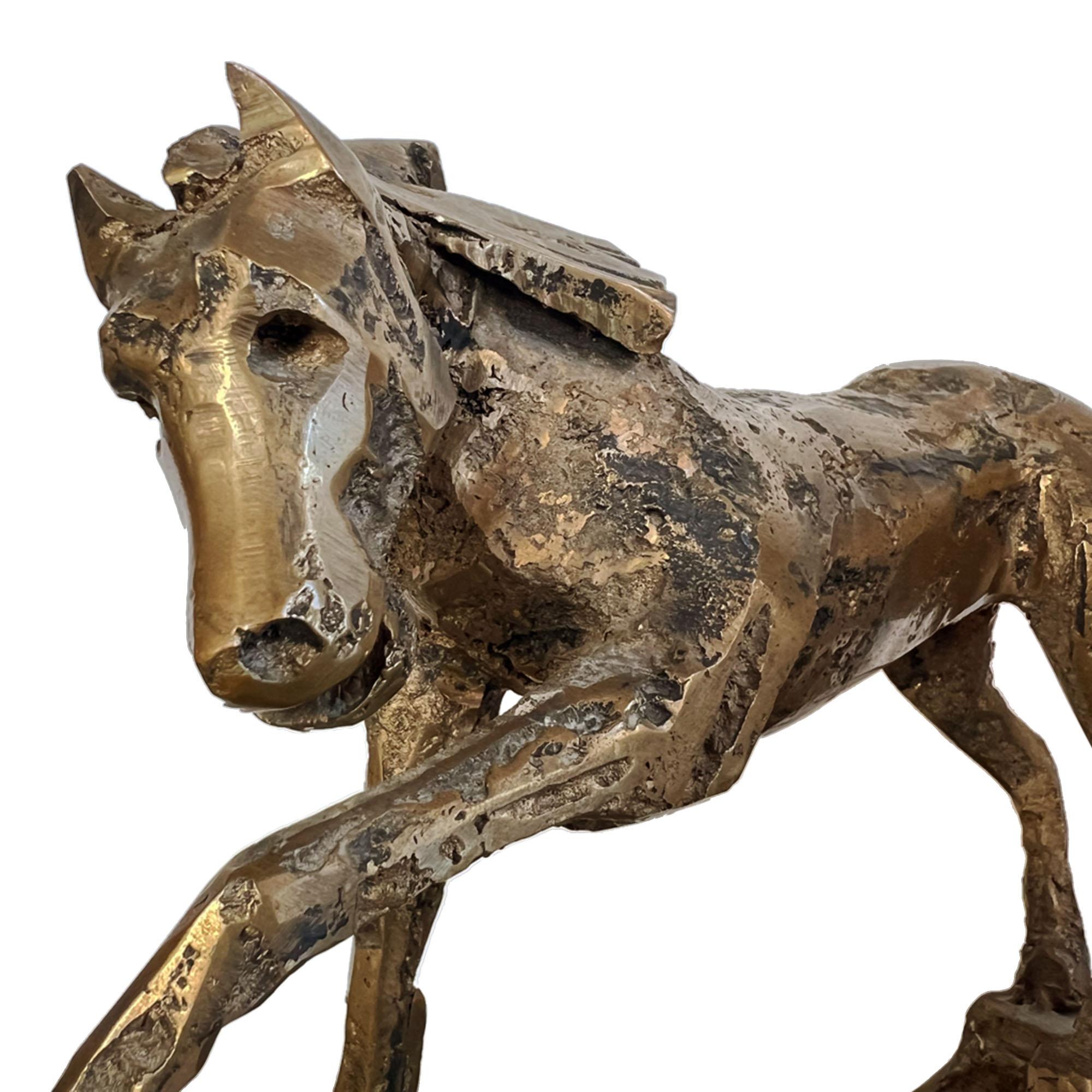 Brutalisme Cheval en bronze français du milieu du siècle en vente