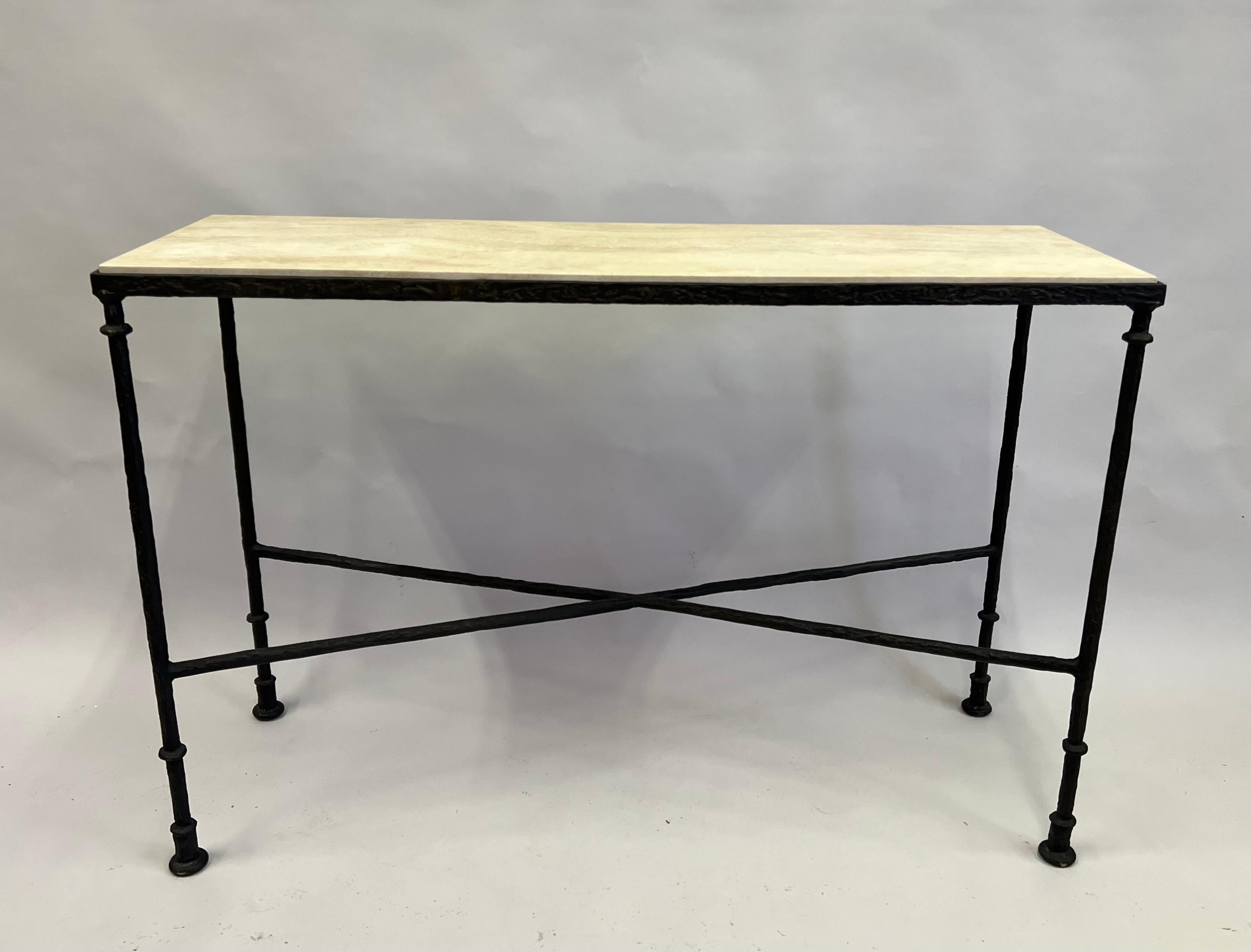 travertine top console table