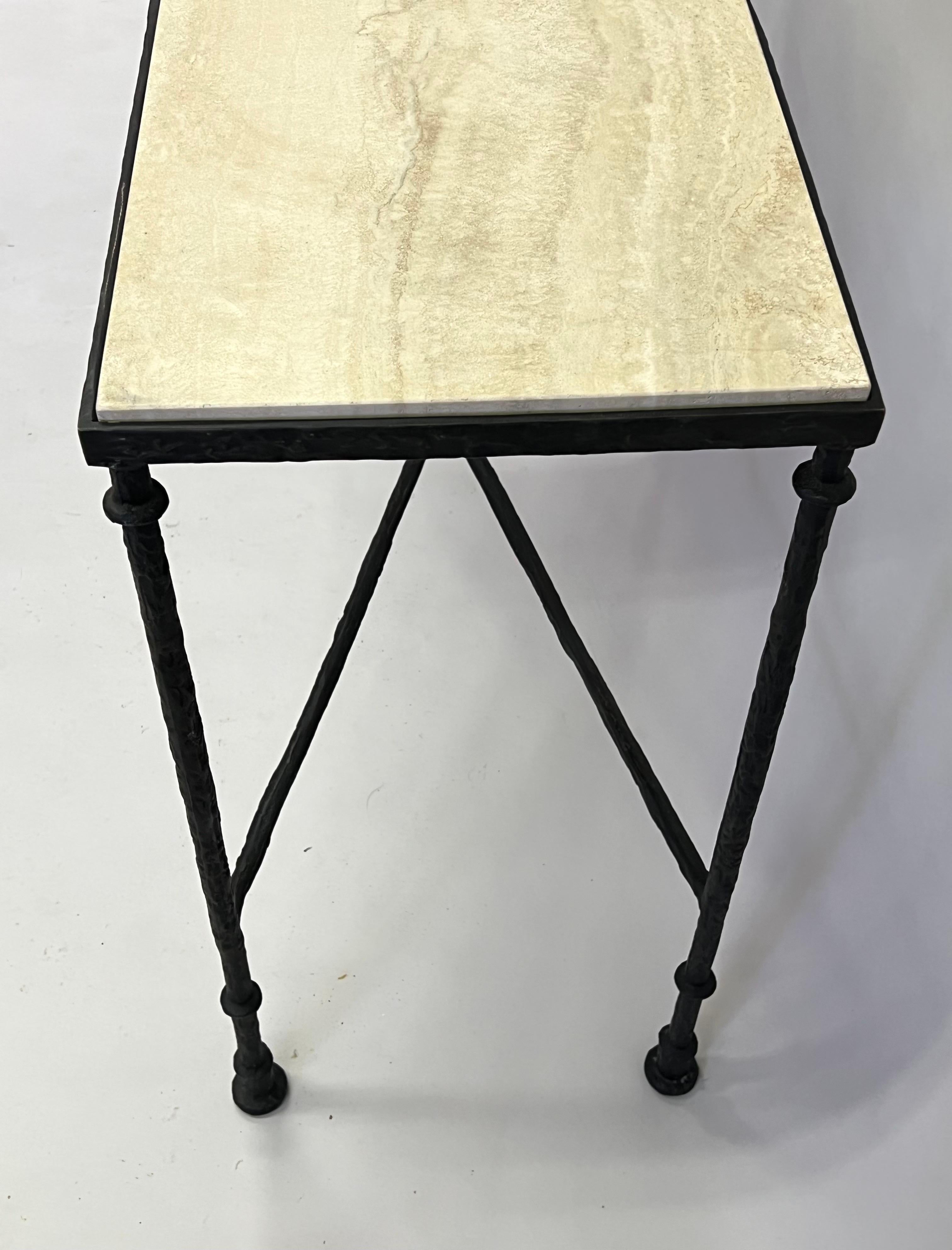 French Midcentury Bronze & Travertine Console, Jean-Michel Frank For Sale 2
