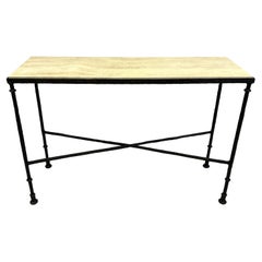 French Midcentury Bronze & Travertine Console, Jean-Michel Frank