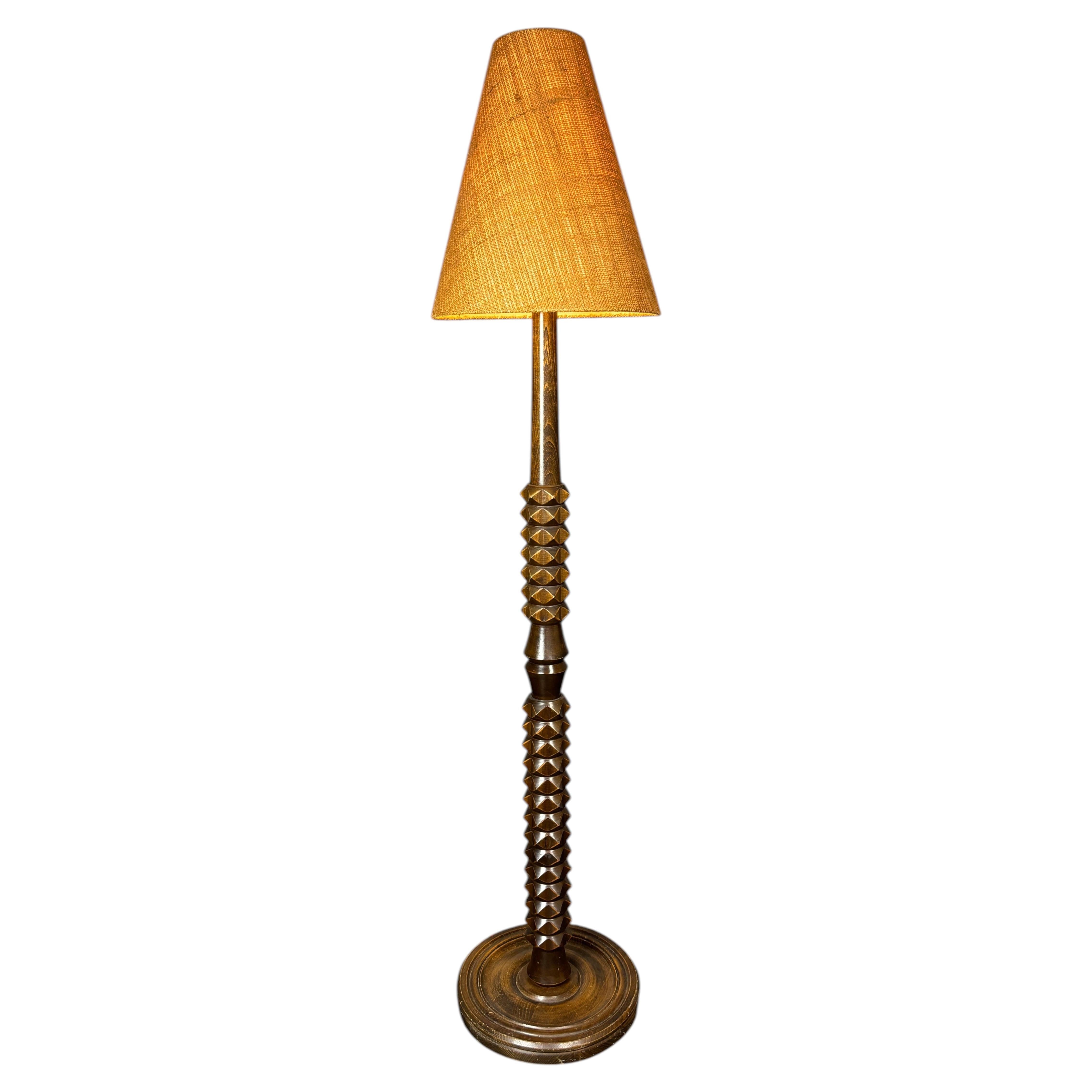 French midcentury brutalist Art Deco floor lamp in the style of Charles Dudouyt