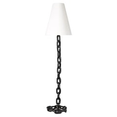 Vintage French Midcentury Brutalist Iron Chain Link Table Lamp