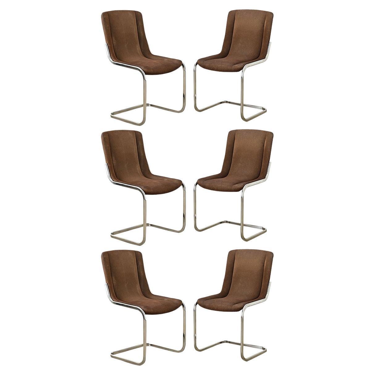 Sedie da pranzo a sbalzo francesi del Medioevo in cromo in vendita