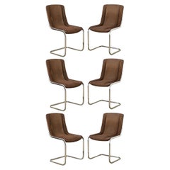 Sedie da pranzo a sbalzo francesi del Medioevo in cromo