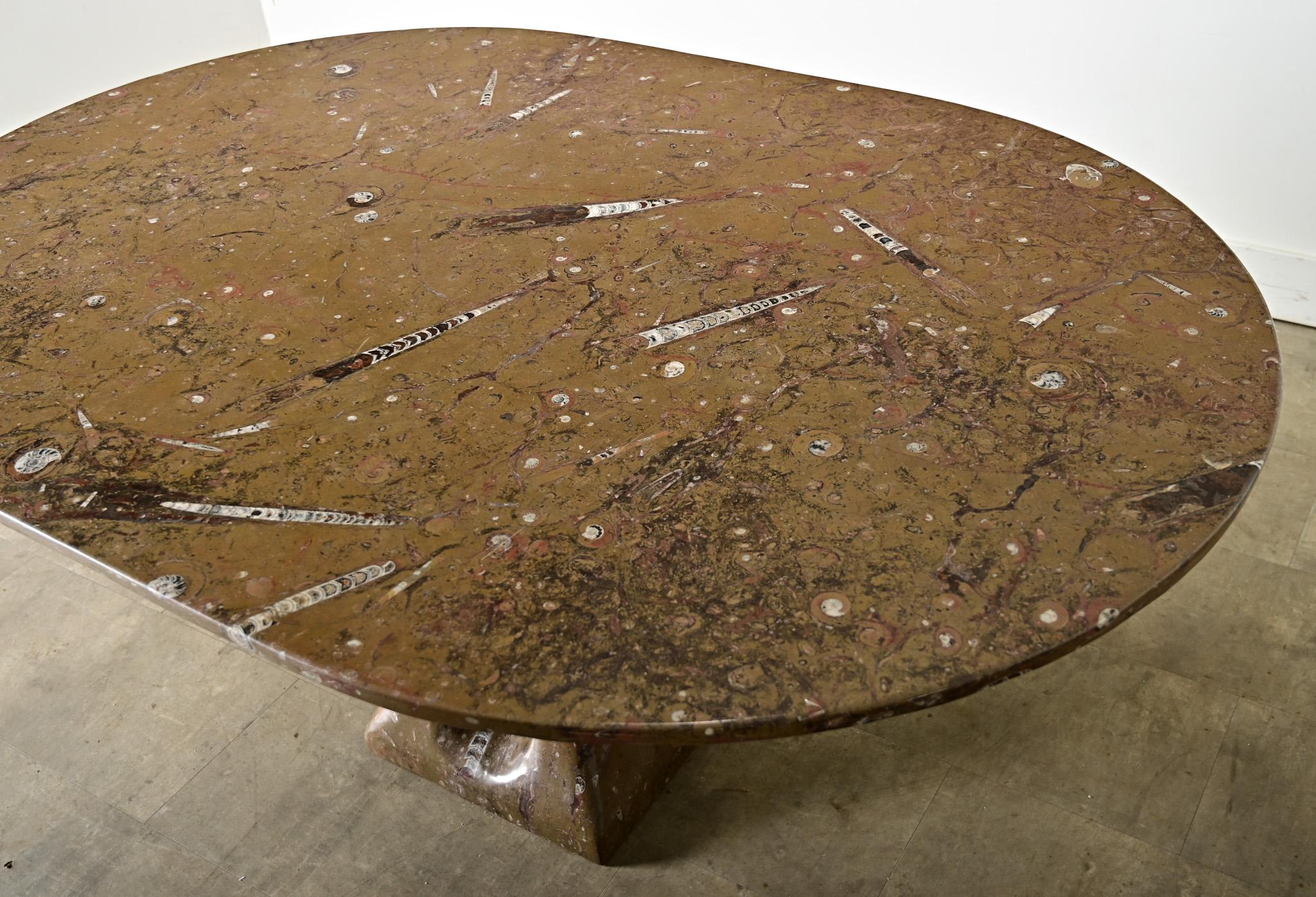 French Midcentury Carved Stone Dining Table For Sale 7