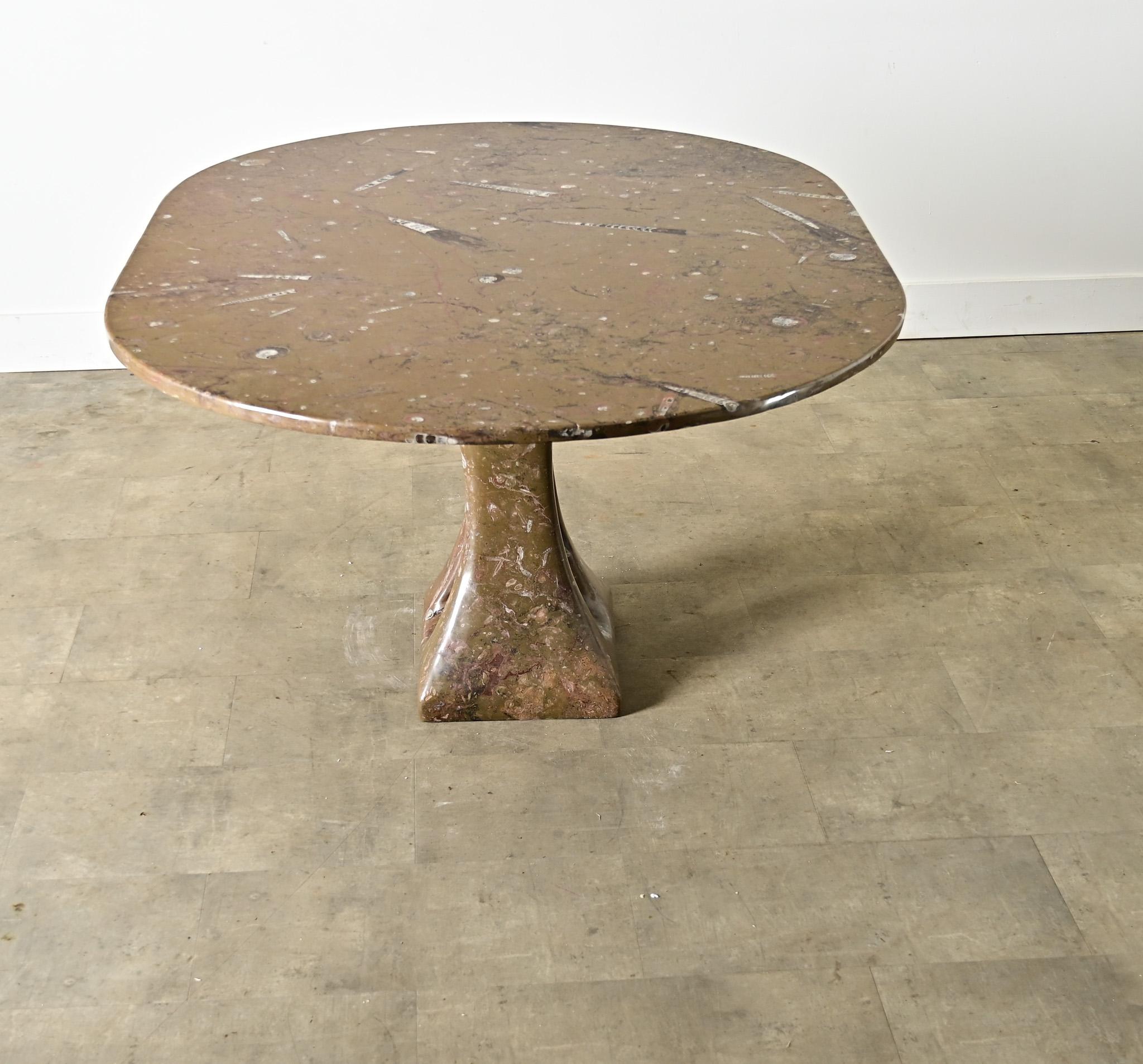 French Midcentury Carved Stone Dining Table For Sale 11