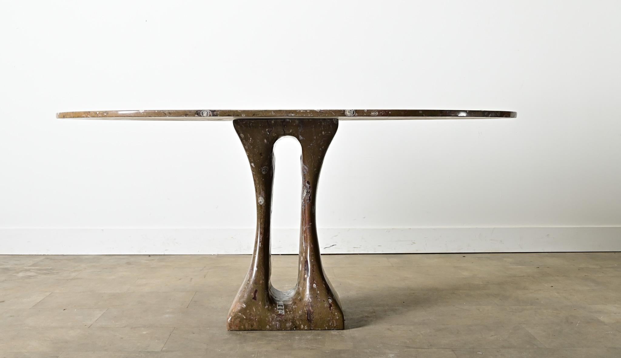 Modern French Midcentury Carved Stone Dining Table For Sale