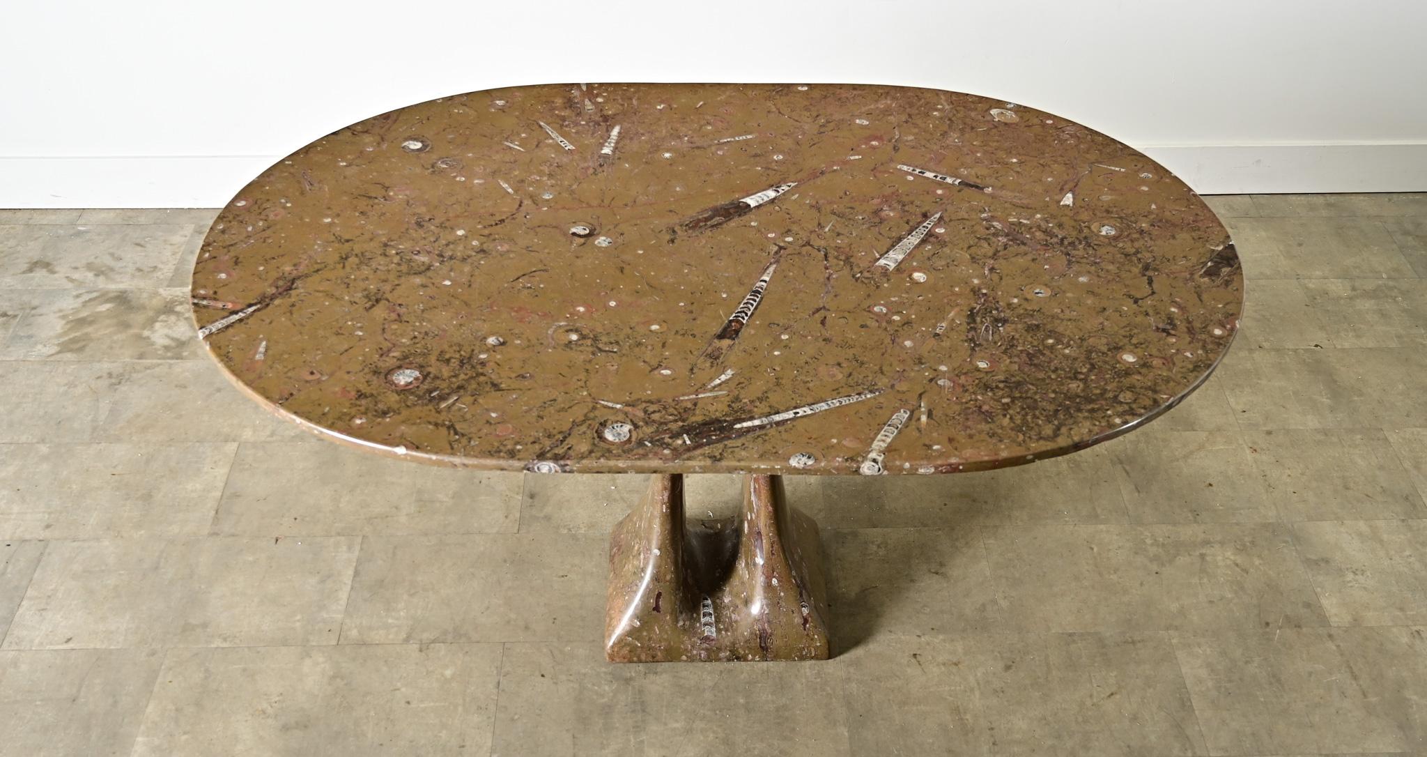 French Midcentury Carved Stone Dining Table In Good Condition For Sale In Baton Rouge, LA