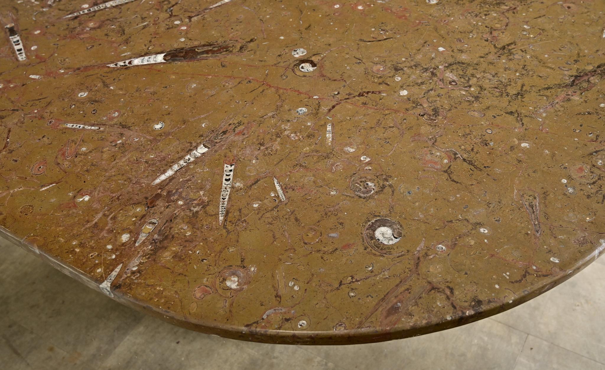 French Midcentury Carved Stone Dining Table For Sale 1