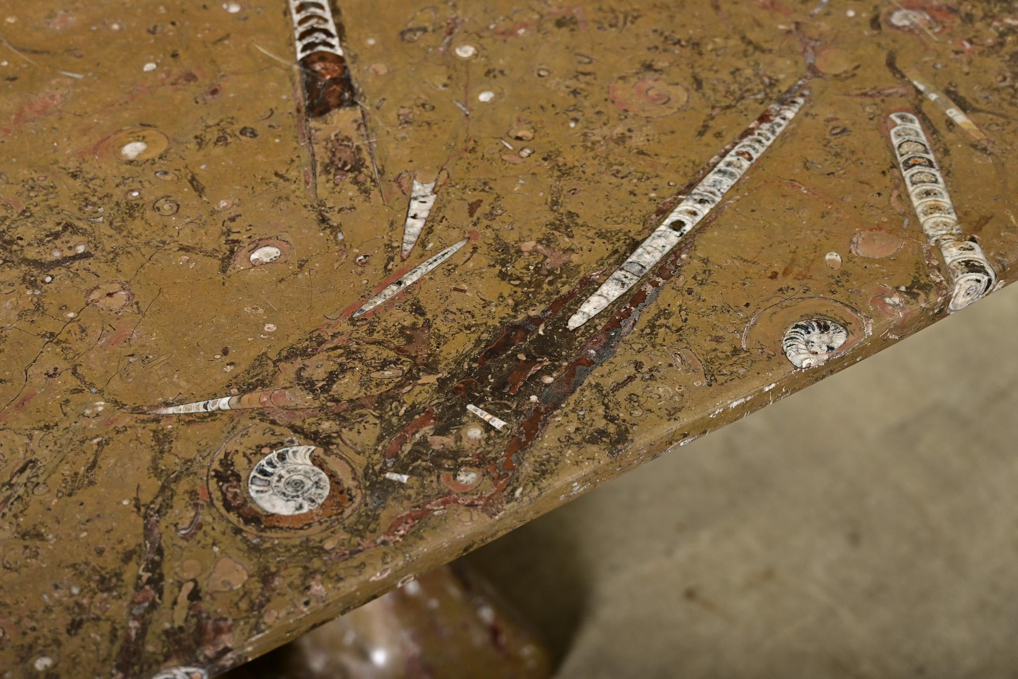 French Midcentury Carved Stone Dining Table For Sale 4