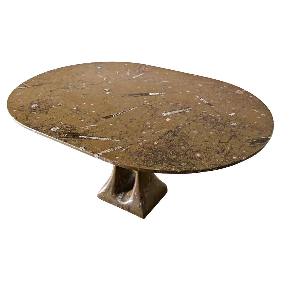 French Midcentury Carved Stone Dining Table