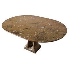 French Midcentury Carved Stone Dining Table