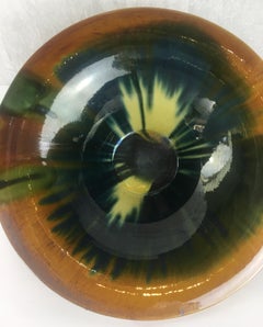 French Midcentury Delcourt Quimper Ceramic Multicolored Bowl, Signed