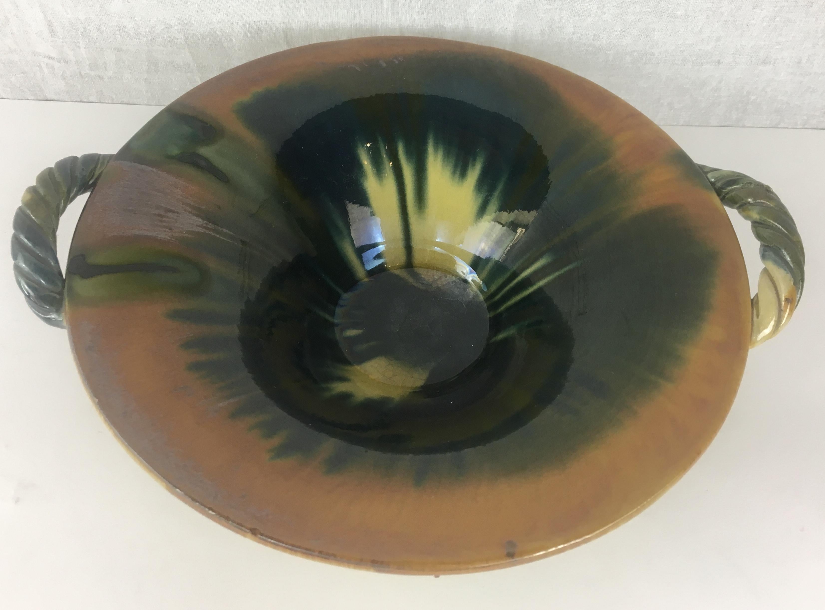 Mid-20th Century French Midcentury Delcourt Quimper Ceramic Multicolored Bowl, Signed