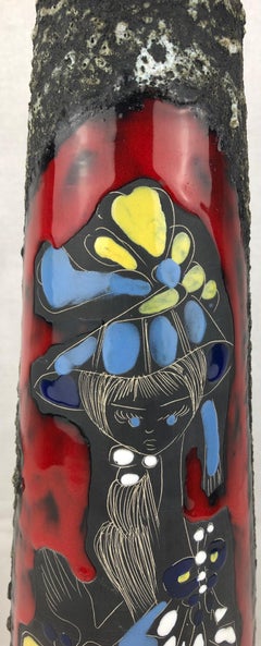 French Midcentury Ceramic Vase featuring Brigette Bardot, Vallauris Pottery