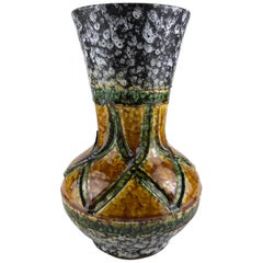 Vase en céramique multicolore du milieu du siècle de Vallauris